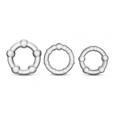 Набор из 3 прозрачных эрекционных колец Stay Hard Beaded Cockrings - Blush Novelties - в Кисловодске купить с доставкой