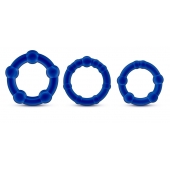 Набор из 3 синих эрекционных колец Stay Hard Beaded Cockrings - Blush Novelties - в Кисловодске купить с доставкой