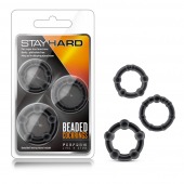 Набор из 3 чёрных эрекционных колец Stay Hard Beaded Cockrings - Blush Novelties - в Кисловодске купить с доставкой
