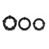Набор из 3 чёрных эрекционных колец Stay Hard Beaded Cockrings - Blush Novelties - в Кисловодске купить с доставкой