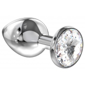 Большая серебристая анальная пробка Diamond Clear Sparkle Large с прозрачным кристаллом - 8 см. - Lola Games - купить с доставкой в Кисловодске