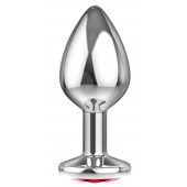 Большая серебристая анальная пробка Diamond Red Sparkle Large с красным кристаллом - 8 см. - Lola Games - купить с доставкой в Кисловодске