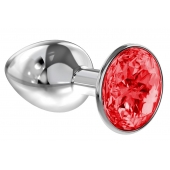 Малая серебристая анальная пробка Diamond Red Sparkle Small с красным кристаллом - 7 см. - Lola Games - купить с доставкой в Кисловодске