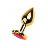 Золотистая анальная пробка с кристаллом-сердцем - 7,5 см. - ToyFa - купить с доставкой в Кисловодске