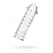 Прозрачная насадка на пенис TOYFA A-Toys с ребрами и точками - 15,3 см. - A-toys - в Кисловодске купить с доставкой