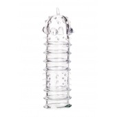 Прозрачная насадка на пенис TOYFA A-Toys с ребрами и точками - 15,3 см. - A-toys - в Кисловодске купить с доставкой