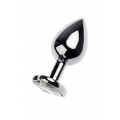 Серебристая анальная пробка с прозрачным кристаллом-сердцем - 8 см. - ToyFa - купить с доставкой в Кисловодске