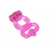 Розовое эрекционное кольцо Rings Treadle с подхватом - Lola Games - в Кисловодске купить с доставкой