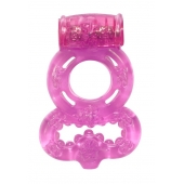Розовое эрекционное кольцо Rings Treadle с подхватом - Lola Games - в Кисловодске купить с доставкой