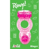 Розовое эрекционное кольцо с вибрацией Rings Ringer - Lola Games - в Кисловодске купить с доставкой