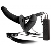 Чёрный вибрострапон с вагинальной пробкой Double Thruster - 17 см. - NMC - купить с доставкой в Кисловодске