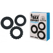 Набор из 3 рельефных эрекционных колец Sex Expert - Sex Expert - в Кисловодске купить с доставкой