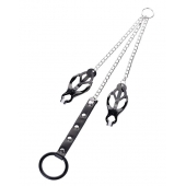 Черно-серебристые зажимы для сосков с кольцом для пениса TOYFA Metal - ToyFa - купить с доставкой в Кисловодске