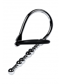 Серебристый уретральный плаг-бусины TOYFA Metal с мягким фиксириющим кольцом - ToyFa - купить с доставкой в Кисловодске