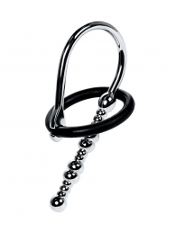 Серебристый уретральный плаг-бусины TOYFA Metal с мягким фиксириющим кольцом - ToyFa - купить с доставкой в Кисловодске