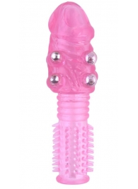 Стимулирующая розовая насадка с шишечками и шипами - 13,5 см. - Toyfa Basic - в Кисловодске купить с доставкой