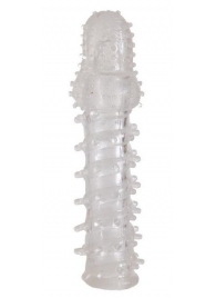 Прозрачная, закрытая насадка с шипами и точками - 13,5 см. - Toyfa Basic - в Кисловодске купить с доставкой