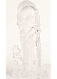 Прозрачная гелевая насадка с клиторальным отростком - 13 см. - Toyfa Basic - в Кисловодске купить с доставкой