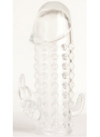 Гелевая прозрачная насадка с 2 отростками - 13 см. - Toyfa Basic - в Кисловодске купить с доставкой