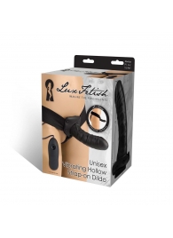 Чёрный полый страпон с вибрацией Unisex Vibrating Hollow Strap-On - 14 см. - Lux Fetish - купить с доставкой в Кисловодске
