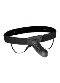 Чёрный полый страпон с вибрацией Unisex Vibrating Hollow Strap-On - 14 см. - Lux Fetish - купить с доставкой в Кисловодске