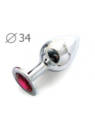 Коническая серебристая анальная втулка с малиновым кристаллом - 8,2 см. - Anal Jewelry Plug - купить с доставкой в Кисловодске
