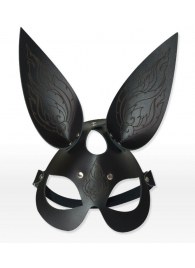 Чёрная кожаная маска с длинными ушками и эффектом тату - Sitabella - купить с доставкой в Кисловодске