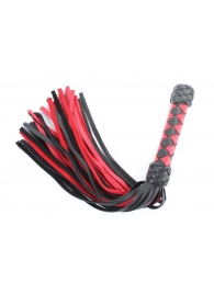 Черно-красная клеть с плетеной ручкой с ромбовидным узором - 45 см. - БДСМ Арсенал - купить с доставкой в Кисловодске