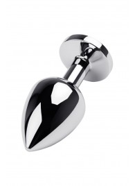 Серебристая коническая анальная пробка с красным кристаллом - 8 см. - ToyFa - купить с доставкой в Кисловодске