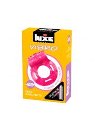 Розовое эрекционное виброкольцо Luxe VIBRO  Ужас Альпиниста  + презерватив - Luxe - в Кисловодске купить с доставкой