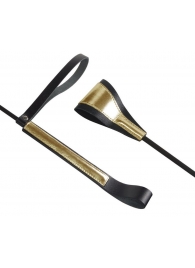 Черно-золотистый стек с хлопушкой из кожи - 62 см. - Sitabella - купить с доставкой в Кисловодске