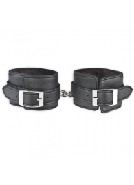 Черные фиксаторы для ног на цепи с мехом внутри - Lux Fetish - купить с доставкой в Кисловодске