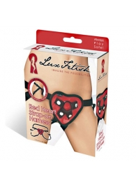 Трусики с красным сердечком для страпона - Lux Fetish - купить с доставкой в Кисловодске