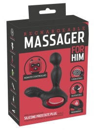 Черный вибромассажер простаты с нагревом и ротацией Prostate Plug - 14,5 см. - Orion - в Кисловодске купить с доставкой