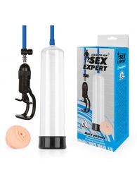 Прозрачная вакуумная помпа Sex Expert с насадкой-вагиной - Sex Expert - в Кисловодске купить с доставкой