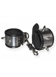 Серебристо-черные наручники с шипами и металлическим блеском - Sitabella - купить с доставкой в Кисловодске