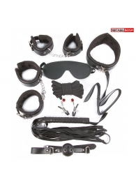 Большой игровой набор БДСМ: наручники, оковы, маска, кляп, плеть, ошейник с поводком, верёвка, зажимы для сосков - Notabu - купить с доставкой в Кисловодске