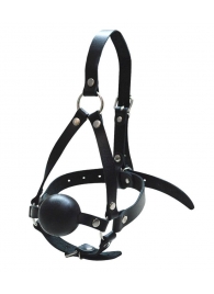 Черный кляп-шар со сбруей на голову из кожи - Sitabella - купить с доставкой в Кисловодске