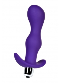 Фиолетовая изогнутая анальная вибропробка - 14 см. - A-toys