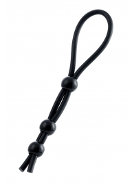 Черное лассо на пенис с тремя бусинами - A-toys - в Кисловодске купить с доставкой