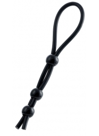 Черное лассо на пенис с тремя бусинами - A-toys - в Кисловодске купить с доставкой