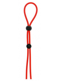 Красное лассо на пенис с двумя бусинами STRETCHY LASSO CAGE - Dream Toys - в Кисловодске купить с доставкой