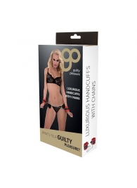 Красно-чёрные наручники на металлической цепочке - Blush Novelties - купить с доставкой в Кисловодске
