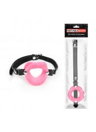 Розовый кляп-губки на черном ремешке - Notabu - купить с доставкой в Кисловодске