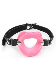 Розовый кляп-губки на черном ремешке - Notabu - купить с доставкой в Кисловодске