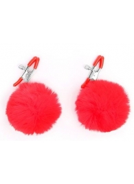 Зажимы для сосков с красным пушком - Notabu - купить с доставкой в Кисловодске