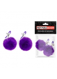 Зажимы для сосков с фиолетовым пушком - Notabu - купить с доставкой в Кисловодске