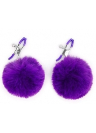 Зажимы для сосков с фиолетовым пушком - Notabu - купить с доставкой в Кисловодске