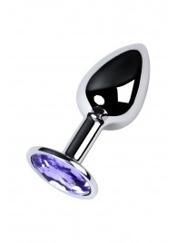 Серебристая конусовидная анальная пробка с фиолетовым кристаллом - 7 см. - ToyFa - купить с доставкой в Кисловодске