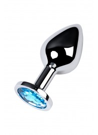 Серебристая конусовидная анальная пробка с голубым кристаллом - 8 см. - ToyFa - купить с доставкой в Кисловодске